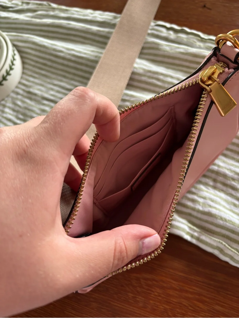 kate spade Blush Pink Leather Crossbody Bag with Wide Strap